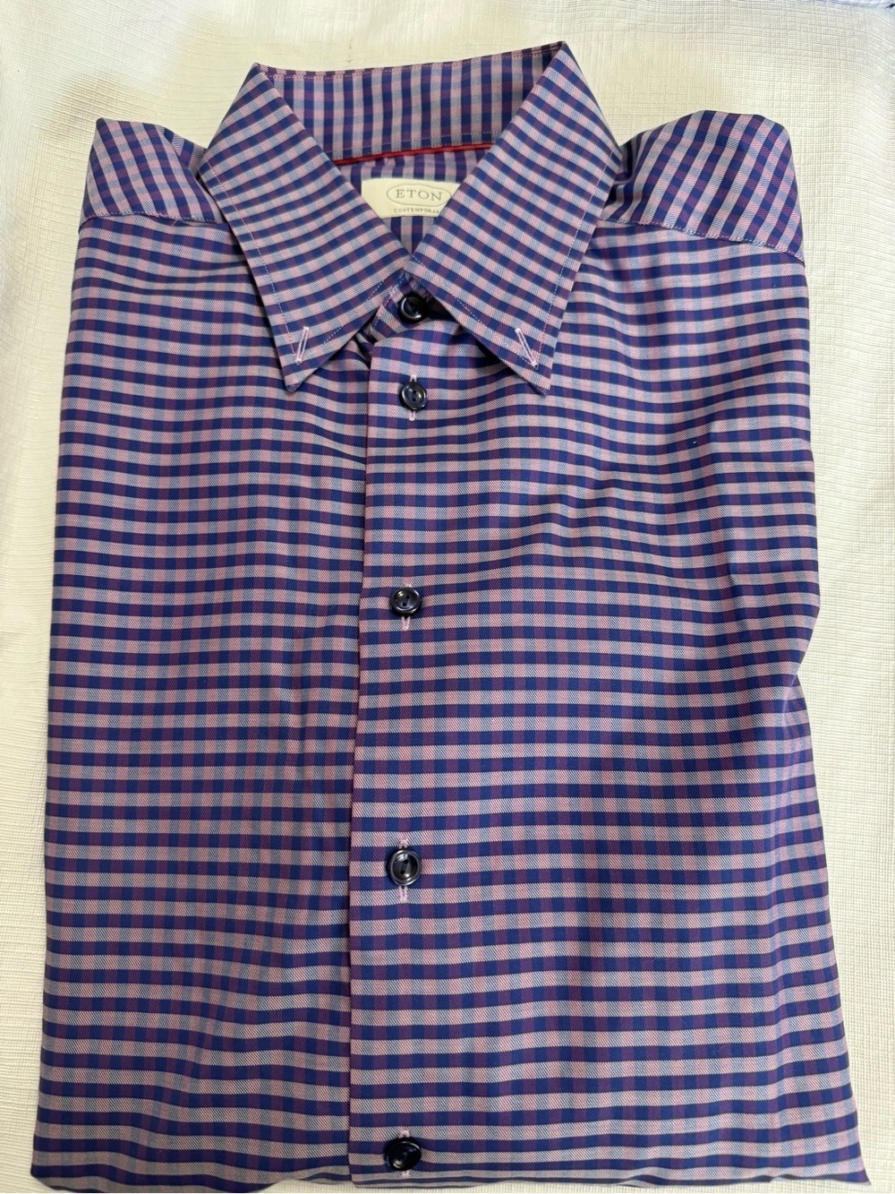 Eton Purple Checked Dress Shirt - Tailored Button-Down